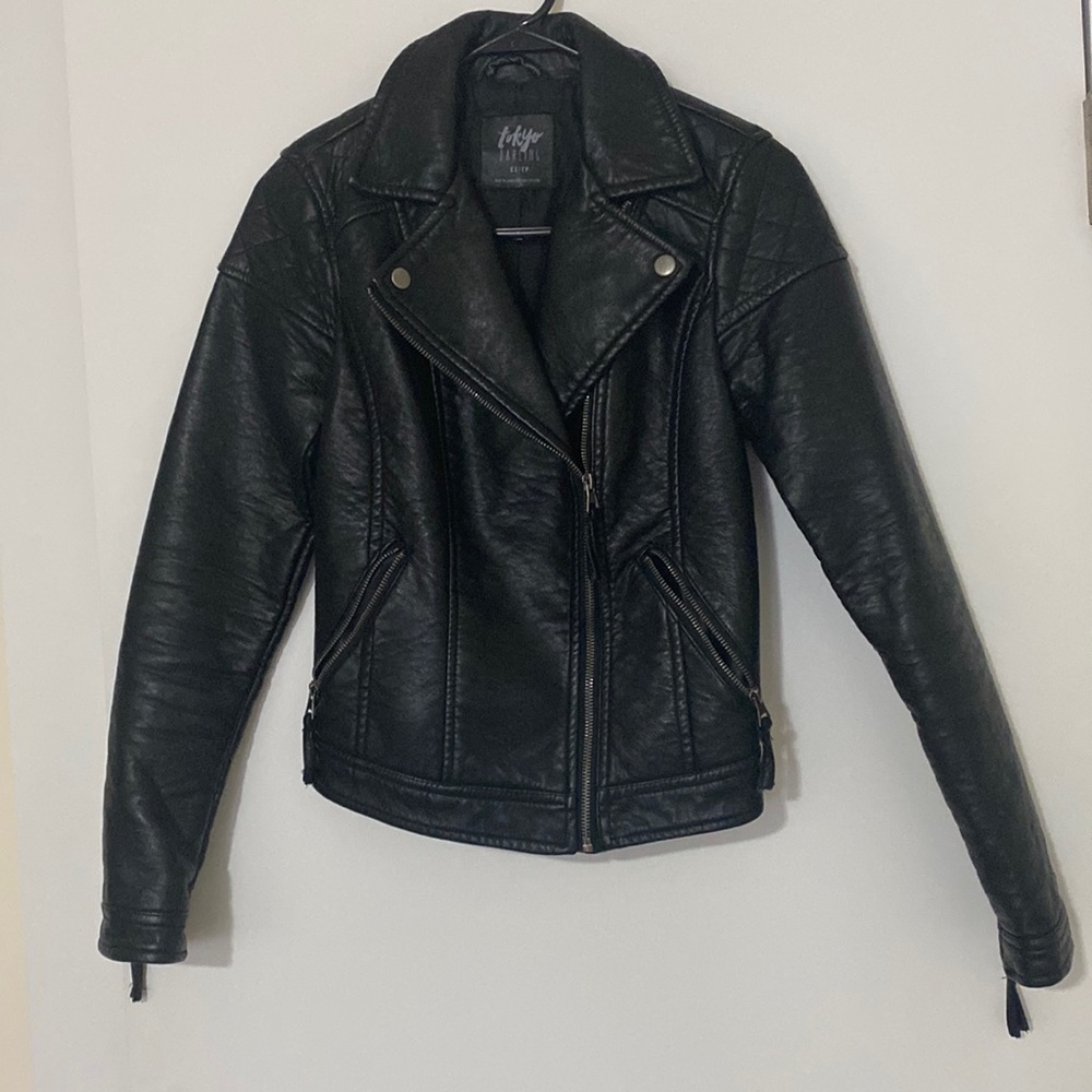 Faux leather moto jacket